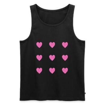 pink glittering hearts heart pattern - Men's Premium Organic Tank Top - black - Front - AI Model Male 178 light (178cm)