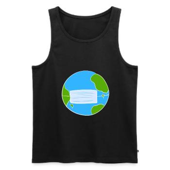 earth planet mask corona protection - Men's Premium Organic Tank Top - black - Front - Michal (187cm)