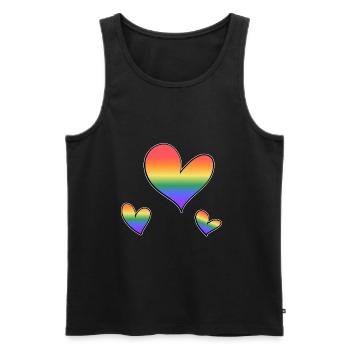 three colorful hearts lgbt rainbow love - Men's Premium Organic Tank Top - black - Front - Michal (187cm)