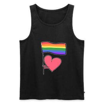 lgbt flag love heart symbol human rights - Men's Premium Organic Tank Top - black - Front - AI Model Male 178 light (178cm)