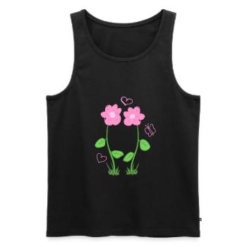 rosa blumen herz pärchen valentinstag - Männer Premium Bio Tank Top - Schwarz - Vorne - Michal (187cm)