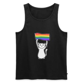chat gris avec l’amour du drapeau lgbt - Débardeur bio Premium Homme - noir - Devant - AI Model Male 178 light (178cm)