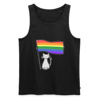 gray cat lgbt flag symbol love - Men's Premium Organic Tank Top - black - Front - Michal (187cm)