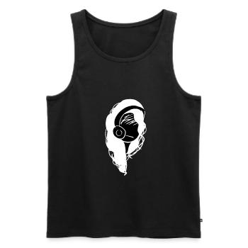 casque musique tête triste - Débardeur bio Premium Homme - noir - Devant - Michal (187cm)