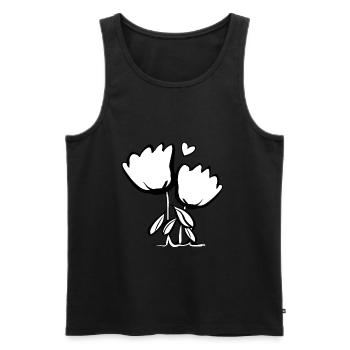 Deux fleurs plantes roses symbole feuilles - Débardeur bio Premium Homme - noir - Devant - Michal (187cm)