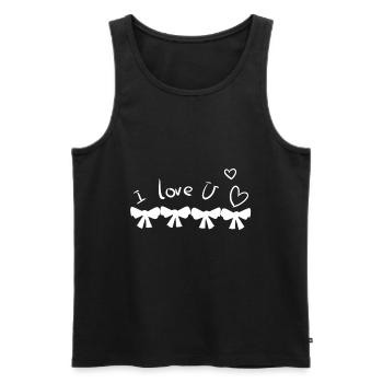 Je t’aime coeur conception de ligne de broyage - Débardeur bio Premium Homme - noir - Devant - Michal (187cm)