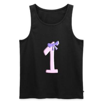 un numéro de boucle numéro rose en premier - Débardeur bio Premium Homme - noir - Devant - Michal (187cm)