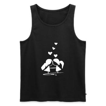 liebespaar herzen lesbisch lgbt symbol - Männer Premium Bio Tank Top - Schwarz - Vorne - Michal (187cm)
