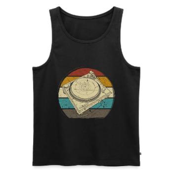 Schallplatte Vinyl Musik Plattenspieler retro - Männer Premium Bio Tank Top - Schwarz - Vorne - AI Model Male 178 light (178cm)