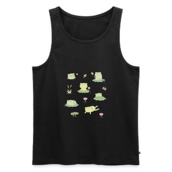 Süße Frösche und Libellen im Teich - Männer Premium Bio Tank Top - Schwarz - Vorne - AI Model Male 178 light (178cm)