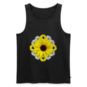 Tournesol, Marguerites, Fleurs, Floral - Débardeur bio Premium Homme - noir - Devant - AI Model Male 178 light (178cm)