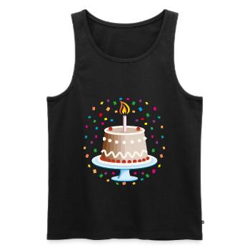 03 gâteau d’anniversaire gâteau anniversaire bougie - Débardeur bio Premium Homme - noir - Devant - AI Model Male 178 light (178cm)