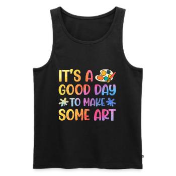 Artists - A good day to make art - Men's Premium Organic Tank Top - black - Front - Michal (187cm)