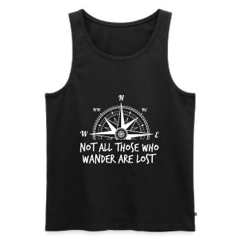 Wandern - nicht alle, die wandern, sind verloren! - Männer Premium Bio Tank Top - Schwarz - Vorne - Michal (187cm)