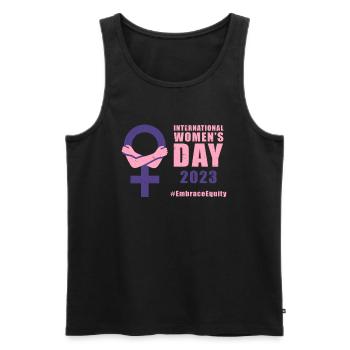 International Women's Day 8 March #EmbraceEquity - Men's Premium Organic Tank Top - black - Front - AI Model Male 178 light (178cm)