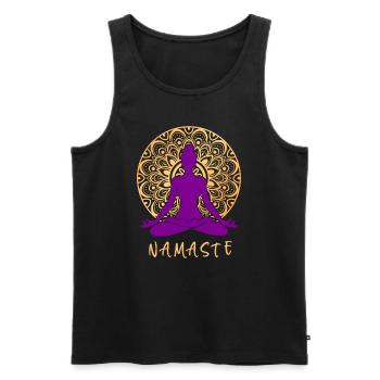Fleur de lotus Yoga Pose Yin Yang Méditation Mandala - Débardeur bio Premium Homme - noir - Devant - Michal (187cm)