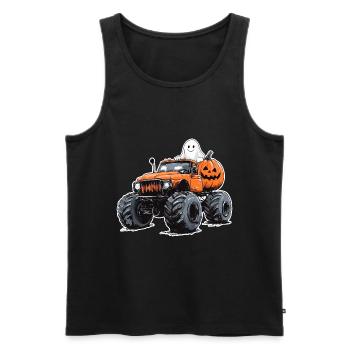 Monster Truck Halloween Ghost Pumpkin Boy - Men's Premium Organic Tank Top - black - Front - AI Model Male 178 light (178cm)