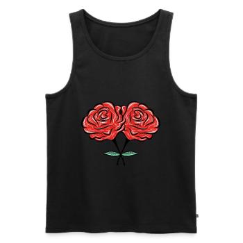 fleurs roses - Débardeur bio Premium Homme - noir - Devant - Michal (187cm)