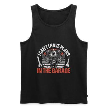 Je ne peux pas avoir des plans dans le garage automobile - Débardeur bio Premium Homme - noir - Devant - AI Model Male 178 light (178cm)