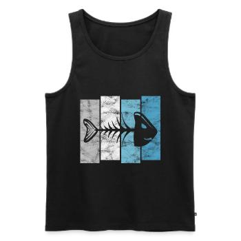 Arêtes de poisson pour pêcheurs, pêcheurs et enfants | Poissons - Débardeur bio Premium Homme - noir - Devant - AI Model Male 178 light (178cm)