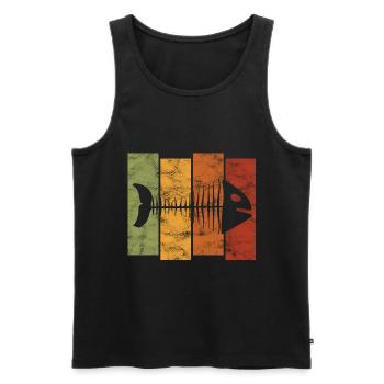 Arêtes de poisson pour pêcheurs, pêcheurs et enfants | Poissons - Débardeur bio Premium Homme - noir - Devant - AI Model Male 178 light (178cm)