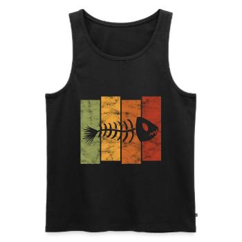 Arête de poisson pour les pêcheurs, les pêcheurs et les enfants | Poissons - Débardeur bio Premium Homme - noir - Devant - AI Model Male 178 light (178cm)