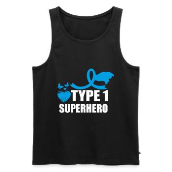 Sensibilisation au diabète de superhéros de type un DT1 - Débardeur bio Premium Homme - noir - Devant - Michal (187cm)