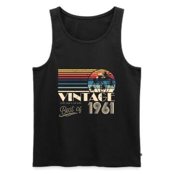 1961 Vintage anniversaire rétro Vintage cadeau - Débardeur bio Premium Homme - noir - Devant - Michal (187cm)