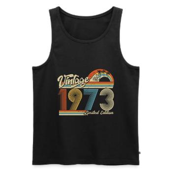 1973 Birthday born in 1973 Retro Vintage - Men's Premium Organic Tank Top - black - Front - Michal (187cm)