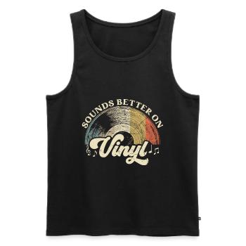 Schallplatte Vinyl Musik Plattenspieler retro - Männer Premium Bio Tank Top - Schwarz - Vorne - AI Model Male 178 light (178cm)