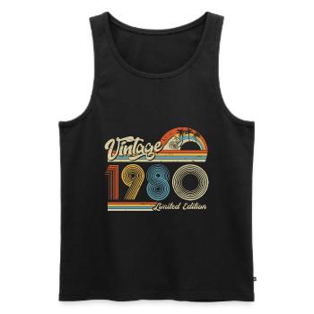 1980 Anniversaire né en 1980 Retro Vintage - Débardeur bio Premium Homme - noir - Devant - Michal (187cm)