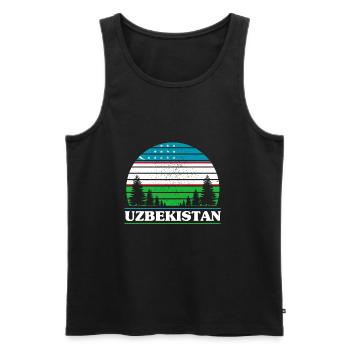 Ouzbékistan - Débardeur bio Premium Homme - noir - Devant - AI Model Male 178 light (178cm)