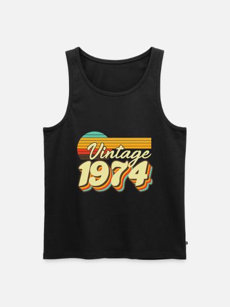 1974 Birthday Born In 1974 Retro Vintage - Men's Premium Organic Tank Top - black