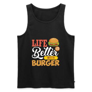 Burger Und Das Leben Ist Besser - Männer Premium Bio Tank Top - Schwarz - Vorne - Michal (187cm)