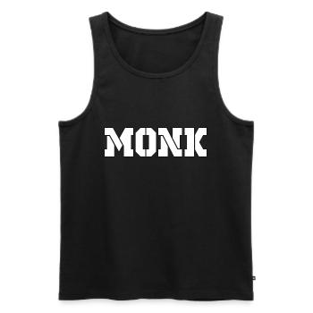 MONK white - Männer Premium Bio Tank Top - Schwarz - Vorne - Michal (187cm)