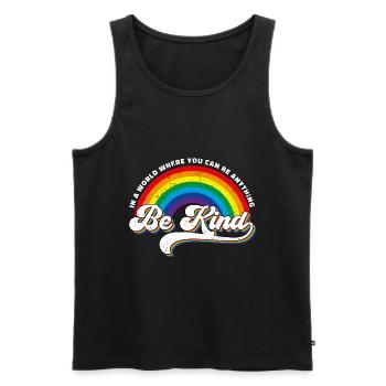 Be Kind LGBT Rainbow - Men's Premium Organic Tank Top - black - Front - Michal (187cm)
