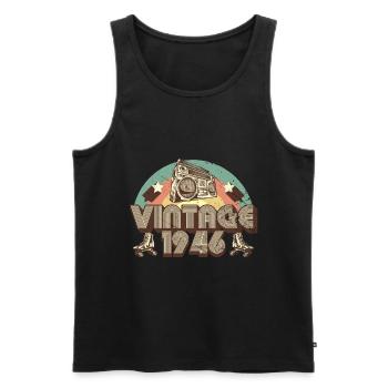1946 Birthday born in 1946 Retro Vintage - Men's Premium Organic Tank Top - black - Front - Michal (187cm)