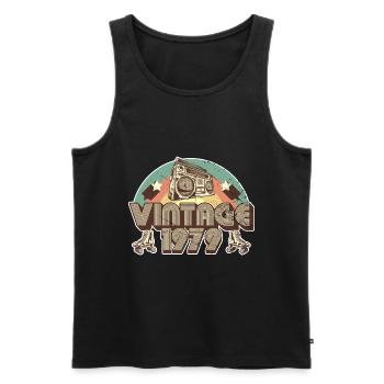 1979 Birthday born in 1979 Retro Vintage - Men's Premium Organic Tank Top - black - Front - AI Model Male 178 light (178cm)