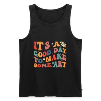 Artists - A good day to make art - Men's Premium Organic Tank Top - black - Front - Michal (187cm)