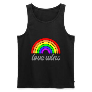 Liebe gewinnt Regenbogen Liebesgrafik - Männer Premium Bio Tank Top - Schwarz - Vorne - AI Model Male 178 light (178cm)