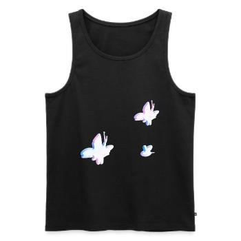 symboles rose trois animaux d’abeilles papillons - Débardeur bio Premium Homme - noir - Devant - Michal (187cm)