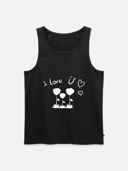 Je t’aime fleurs coeur - Débardeur bio Premium Homme - noir