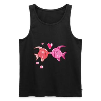 amoureux coeur animaux poisson doux - Débardeur bio Premium Homme - noir - Devant - AI Model Male 178 light (178cm)