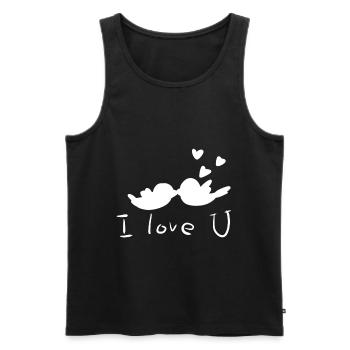 I love you birds couple animals - Men's Premium Organic Tank Top - black - Front - Michal (187cm)
