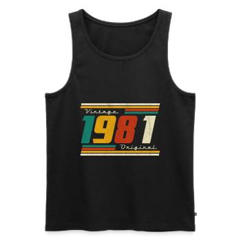 1981 Birthday Born In 1981 Retro Vintage - Men's Premium Organic Tank Top - black - Front - Michal (187cm)