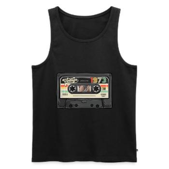 Cassette Vintage 1973 Retro Classic Anniversaire - Débardeur bio Premium Homme - noir - Devant - Michal (187cm)
