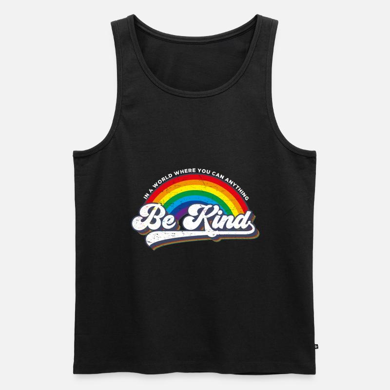 Be Kind LGBT Regenbogen - Männer Premium Bio Tank Top - Schwarz