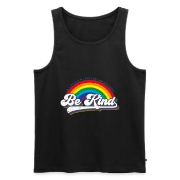 Be Kind LGBT Rainbow - Men's Premium Organic Tank Top - black - Front - Michal (187cm)