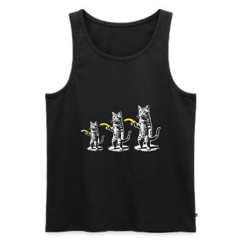 Retro Katze mit Banane Meme lustig retro Frauen - Männer Premium Bio Tank Top - Schwarz - Vorne - Michal (187cm)