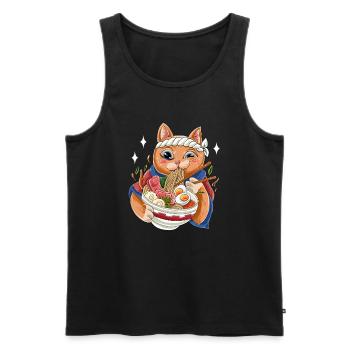 Cat Eating Ramen Soup Japanese Soup Noodles Japan - Männer Premium Bio Tank Top - Schwarz - Vorne - AI Model Male 178 light (178cm)